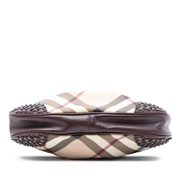 Pre-Loved Burberry Supernova Check Coated Canvas Star Studded Hernville Hobo - Picture 3 of 7
